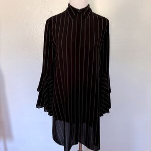 Alice + Olivia Black and Gold Pinstripe Top